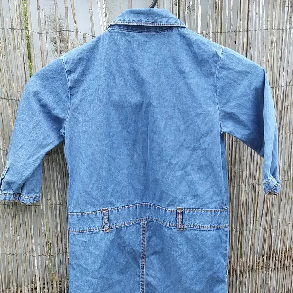 Girl's Carter's Blue Denim Button Up Dress with Pocket & Belt Loops - 6